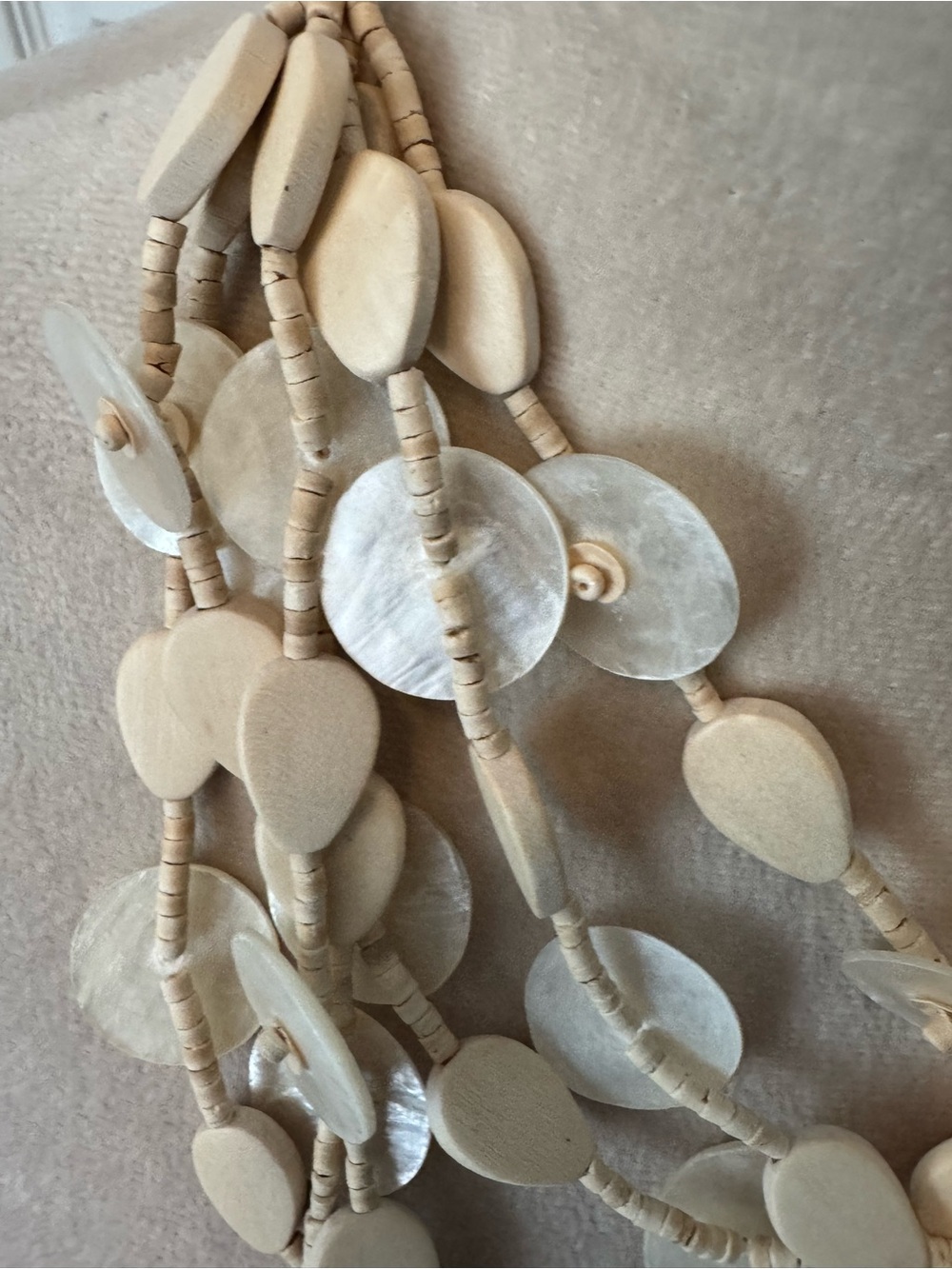 Multi-Strand Beige Shell Statement Necklace - - Picture 16 of 16